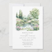 Elegante Waterverf Summer Garden Landscape Wedding Kaart (Voorkant)