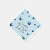 Elegante Waterverf Sweet Blue Berry Happy Birthday Servet (Hoek)