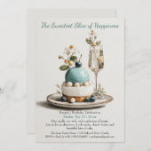 Elegante Waterverf taart verjaardagsuitnodiging Kaart (Voorkant / Achterkant)