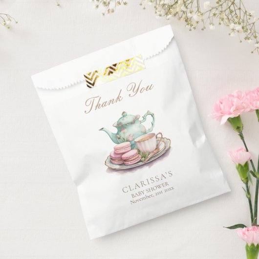 Elegante Waterverf Tea Party Baby shower Bedankzakje (Gezegeld)