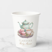 Elegante Waterverf Tea Party Baby shower Papieren Bekers (Voorkant)