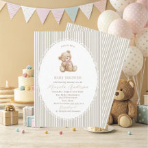 Elegante waterverf teddybeer blauwe strik baby sho