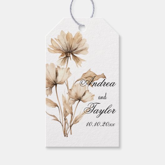 Elegante Waterverf Terracota Pampas Grass Wedding Cadeaulabel (Voorkant)