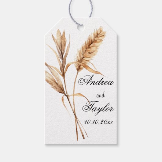 Elegante Waterverf Terracota Pampas Grass Wedding Cadeaulabel (Voorkant)