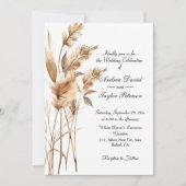 Elegante Waterverf Terracota Pampas Grass Wedding Kaart (Voorkant)