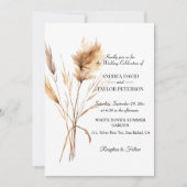 Elegante Waterverf Terracota Pampas Grass Wedding Kaart (Voorkant)