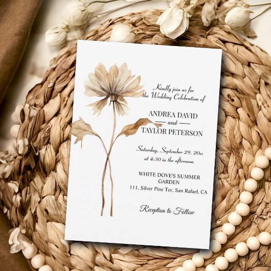 Elegante Waterverf Terracota Pampas Grass Wedding Kaart