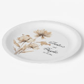 Elegante Waterverf Terracota Pampas Grass Wedding Papieren Bordje (Gekanteld)