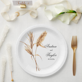 Elegante Waterverf Terracota Pampas Grass Wedding Papieren Bordje