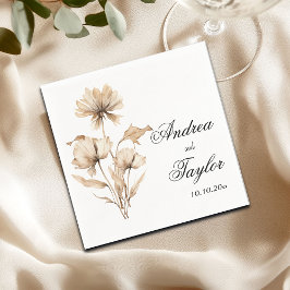 Elegante Waterverf Terracota Pampas Grass Wedding Servet