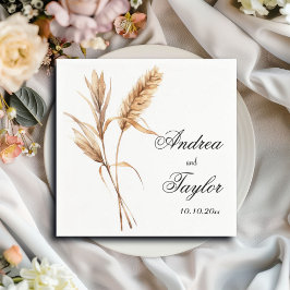 Elegante Waterverf Terracota Pampas Grass Wedding Servet