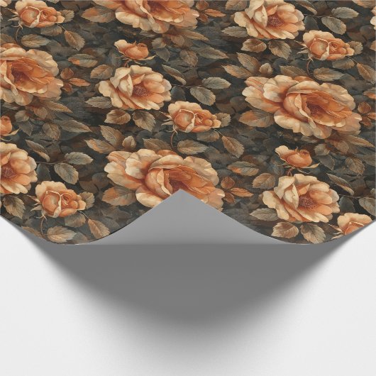 Elegante waterverf terracotta koperen  rozen cadeaupapier (Hoek)