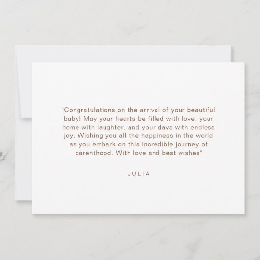 Elegante Waterverf Terracotta Modern Welkom Baby Kaart (Achterkant)