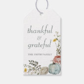 Elegante Waterverf Thanksgiving dankbaar Cadeaulabel (Voorkant)