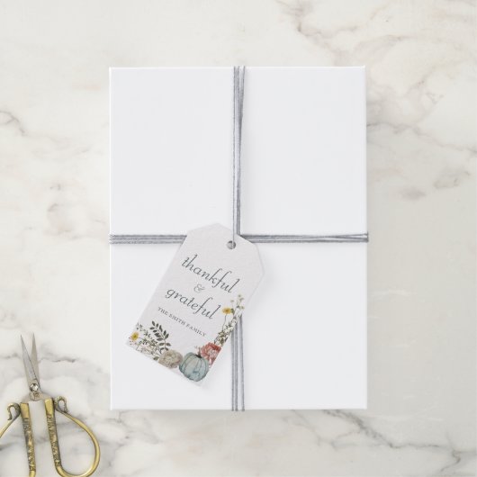 Elegante Waterverf Thanksgiving dankbaar Cadeaulabel (Met Touw)