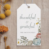 Elegante Waterverf Thanksgiving dankbaar Cadeaulabel