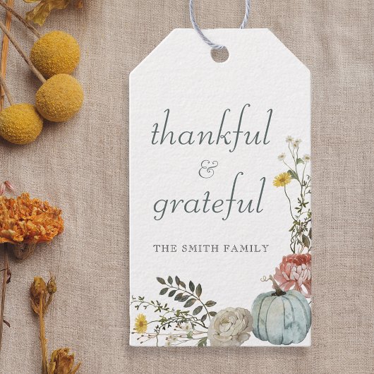 Elegante Waterverf Thanksgiving dankbaar Cadeaulabel