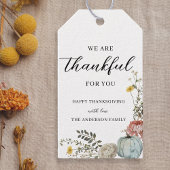 Elegante Waterverf Thanksgiving Dankbaar voor jou Cadeaulabel