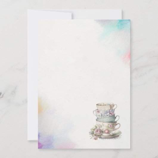 Elegante waterverf thee party meisje roze gouden b kaart (Achterkant)