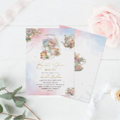 Elegante waterverf thee party meisje roze gouden b kaart