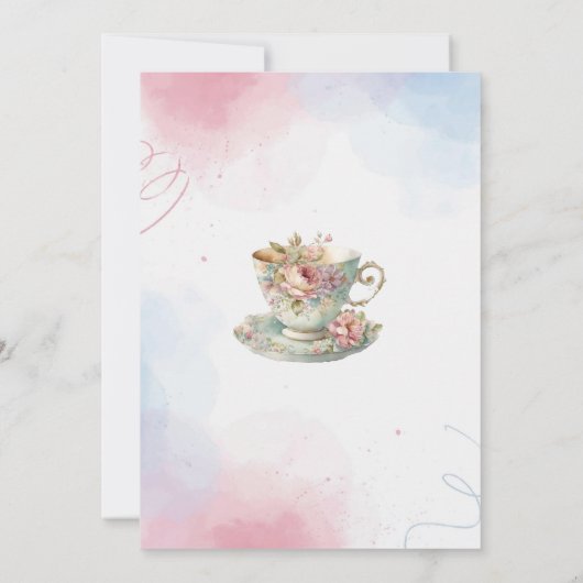 Elegante waterverf thee party meisje roze gouden b kaart (Achterkant)