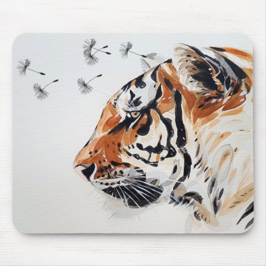 Elegante Waterverf Tiger Art Mousepad Muismat (Voorkant)