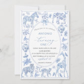 Elegante Waterverf Toile Safari Chinoiserie anima Kaart (Voorkant)