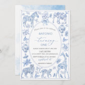 Elegante Waterverf Toile Safari Chinoiserie anima Kaart (Voorkant / Achterkant)