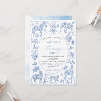 Elegante Waterverf Toile Safari Chinoiserie anima Kaart