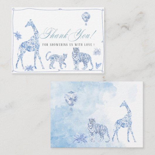 Elegante Waterverf Toile Safari Chinoiserie Notitiekaartje (Voorkant / Achterkant)