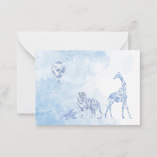 Elegante Waterverf Toile Safari Chinoiserie Notitiekaartje (Achterkant)