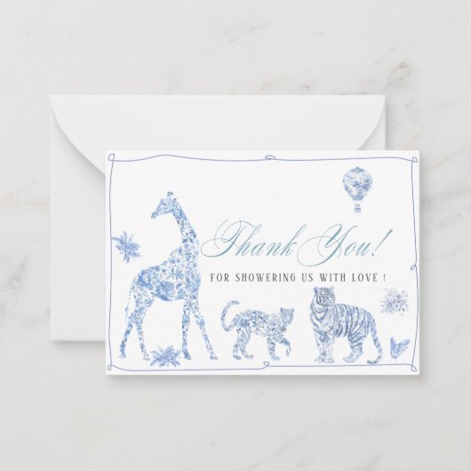 Elegante Waterverf Toile Safari Chinoiserie Notitiekaartje (Voorkant)