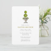 Elegante waterverf topiaire Pasen brunch Kaart (Staand voorkant)