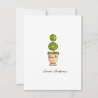 Elegante waterverf topiaire vlakke notitiekaart