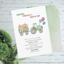 Elegante Waterverf Tractoren Pompoenen Baby shower