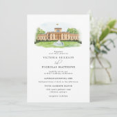 Elegante Waterverf Trakų Vokė Manor Wedding Kaart (Staand voorkant)