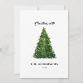 elegante waterverf tree kerstmis met feestdagen feestdagenkaart (Voorkant)