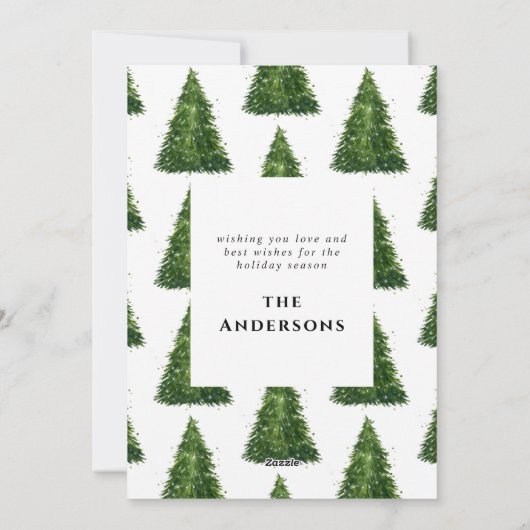 elegante waterverf tree kerstmis met feestdagen feestdagenkaart (Achterkant)