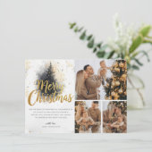 Elegante Waterverf Tree Multi Photo kerst Kaart (Staand voorkant)