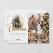 Elegante Waterverf Tree Multi Photo kerst Kaart (Voorkant)