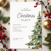 Elegante Waterverf Tree QR Code Kerstfeest Feestdagenkaart