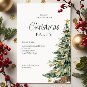 Elegante Waterverf Tree QR Code Kerstfeest Feestdagenkaart