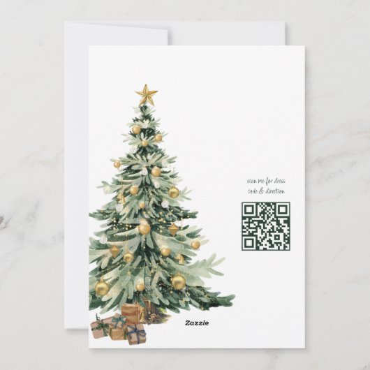 Elegante Waterverf Tree QR Code Kerstfeest Feestdagenkaart (Achterkant)
