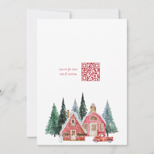 Elegante Waterverf Tree QR Code Kerstfeest Feestdagenkaart (Achterkant)