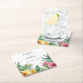 Elegante Waterverf Tropical Flowers bruiloft Kartonnen Onderzetters (Insitu)