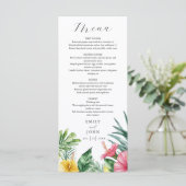 Elegante Waterverf Tropical Flowers bruiloft Menu (Staand voorkant)