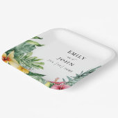 Elegante Waterverf Tropical Flowers bruiloft Papieren Bordje (Gebogen)