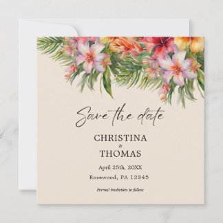 Elegante Waterverf Tropical Save the Date