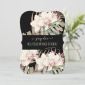 Elegante Waterverf Tropische Bloem Bruidsmeisje Kaart (Staand voorkant)