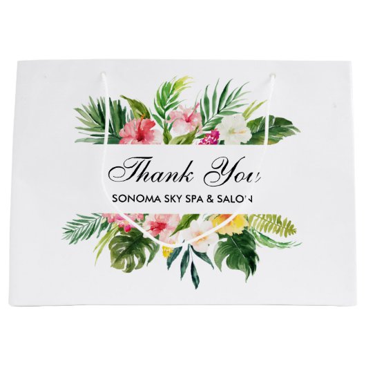 Elegante Waterverf Tropische Bloemen Dank u Groot Cadeauzakje (Voorkant)